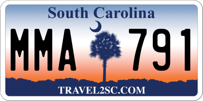 SC license plate MMA791