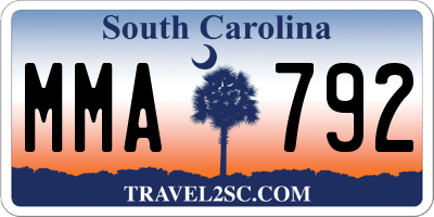 SC license plate MMA792