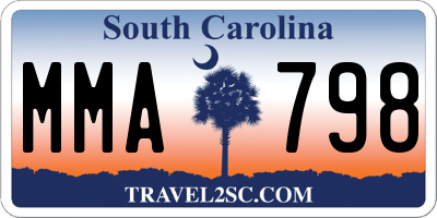 SC license plate MMA798