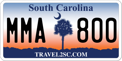 SC license plate MMA800
