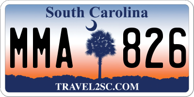 SC license plate MMA826