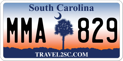 SC license plate MMA829