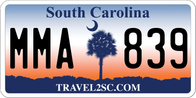 SC license plate MMA839