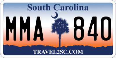 SC license plate MMA840