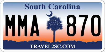 SC license plate MMA870