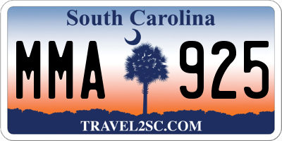 SC license plate MMA925