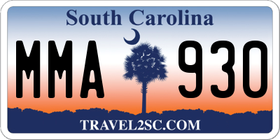 SC license plate MMA930