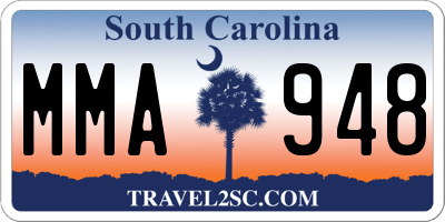SC license plate MMA948