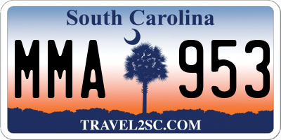 SC license plate MMA953