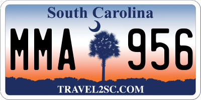SC license plate MMA956