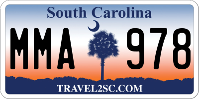SC license plate MMA978