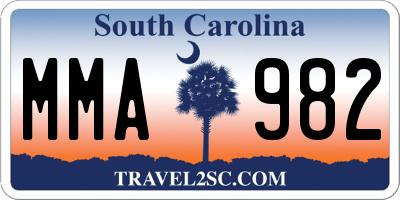 SC license plate MMA982