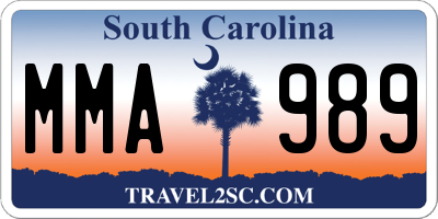 SC license plate MMA989