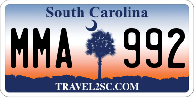 SC license plate MMA992