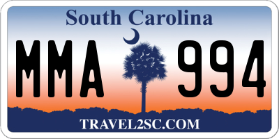SC license plate MMA994