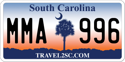 SC license plate MMA996