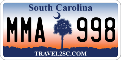 SC license plate MMA998