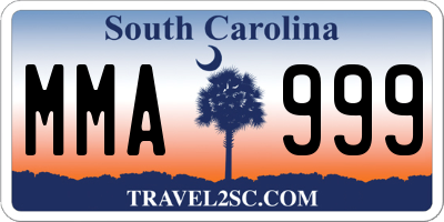 SC license plate MMA999