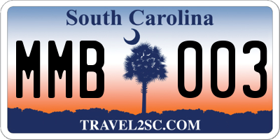 SC license plate MMB003