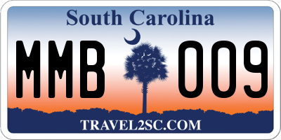 SC license plate MMB009