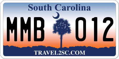 SC license plate MMB012