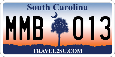 SC license plate MMB013