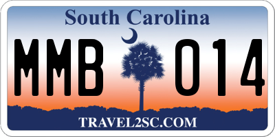 SC license plate MMB014