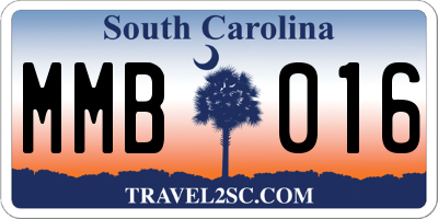 SC license plate MMB016