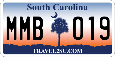 SC license plate MMB019