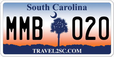 SC license plate MMB020