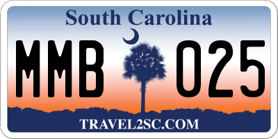 SC license plate MMB025