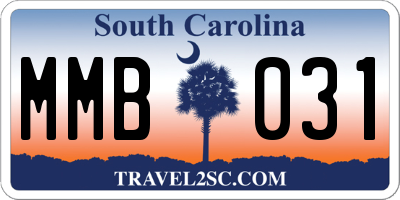 SC license plate MMB031