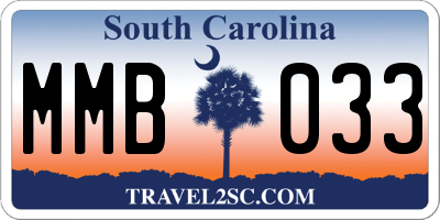 SC license plate MMB033