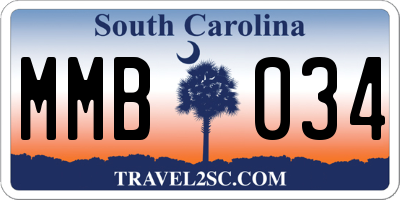 SC license plate MMB034