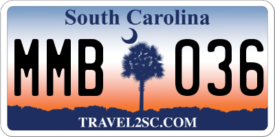 SC license plate MMB036