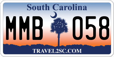 SC license plate MMB058