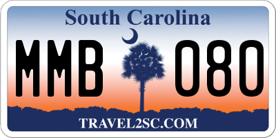 SC license plate MMB080
