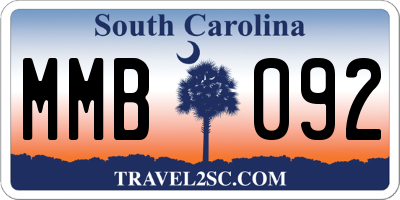 SC license plate MMB092