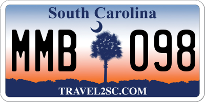SC license plate MMB098