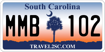 SC license plate MMB102