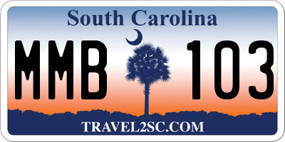 SC license plate MMB103