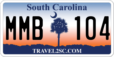SC license plate MMB104