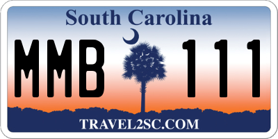 SC license plate MMB111