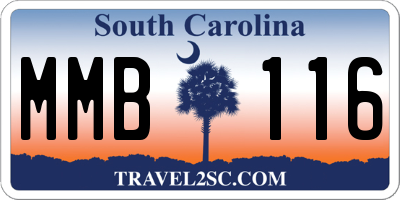 SC license plate MMB116