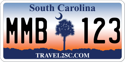 SC license plate MMB123