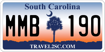 SC license plate MMB190