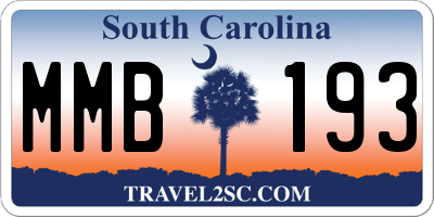 SC license plate MMB193