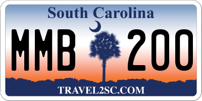 SC license plate MMB200