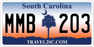 SC license plate MMB203