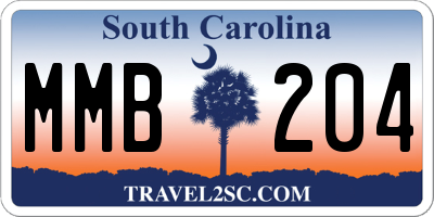 SC license plate MMB204